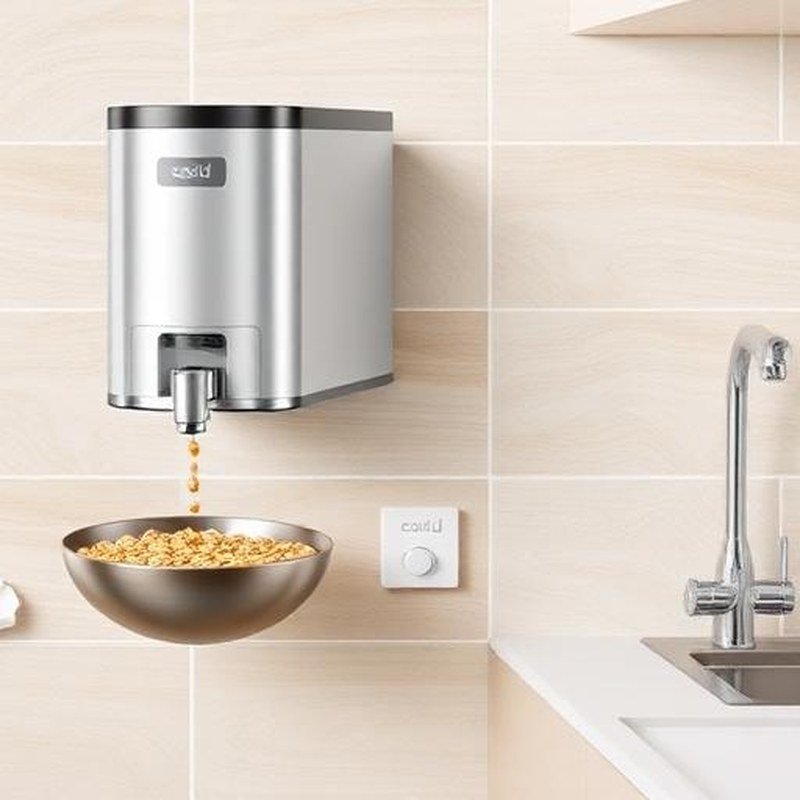 Wall-Mounted Automatic Cereal & Dry Food Dispenser - In use