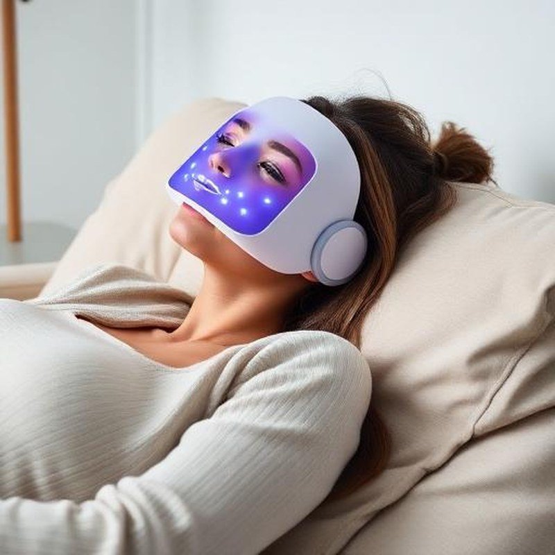 7-Color LED Light Therapy Facial Photon Mask - In use