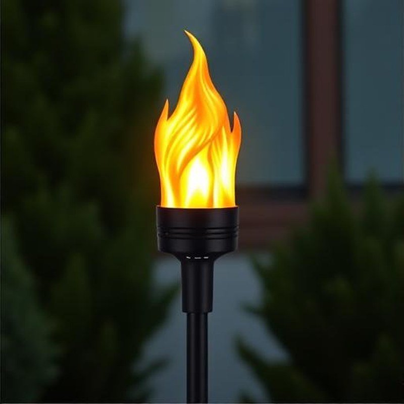Solar-Powered Flame Effect Outdoor Garden Torches - Detail view